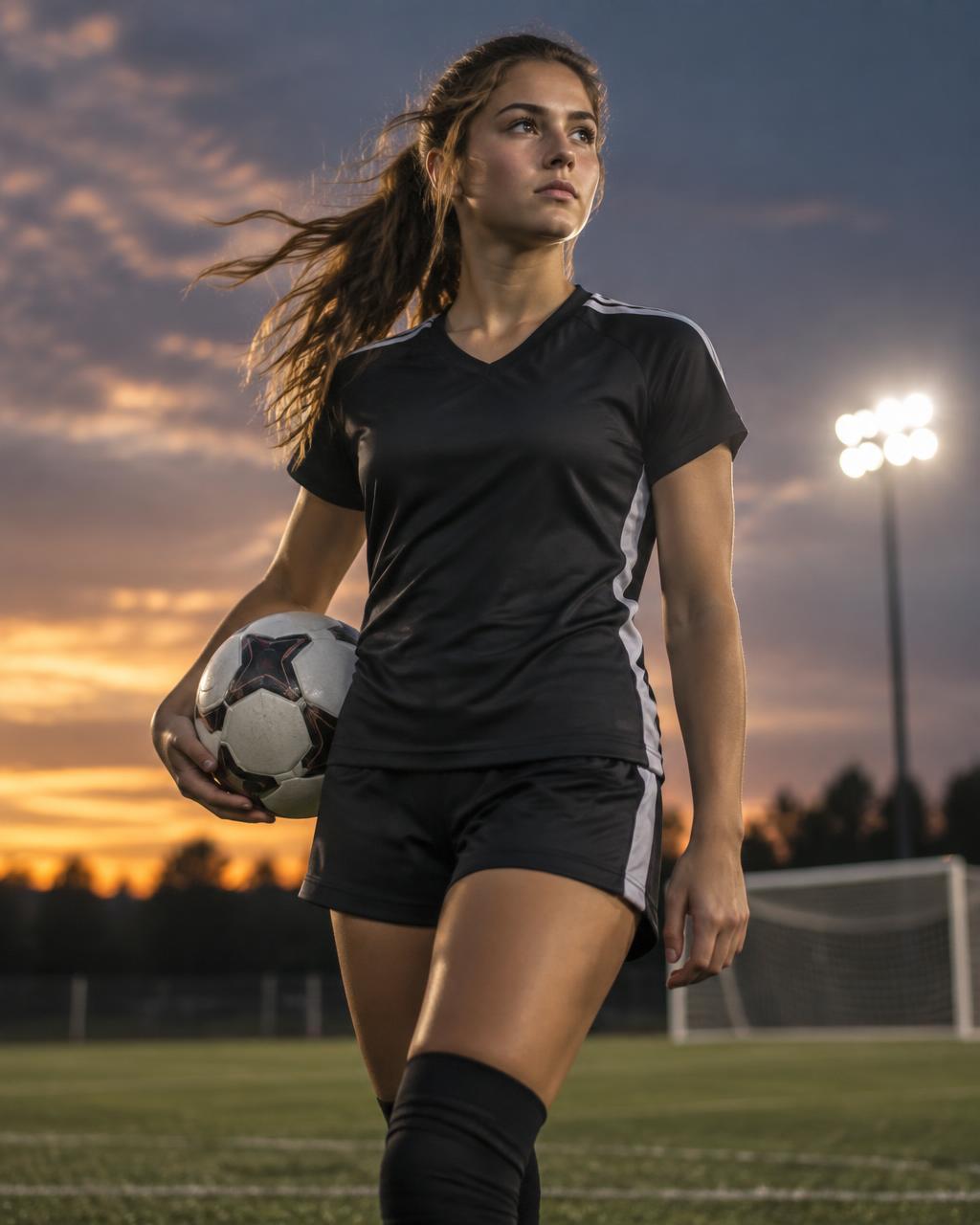 Soccer player at dusk